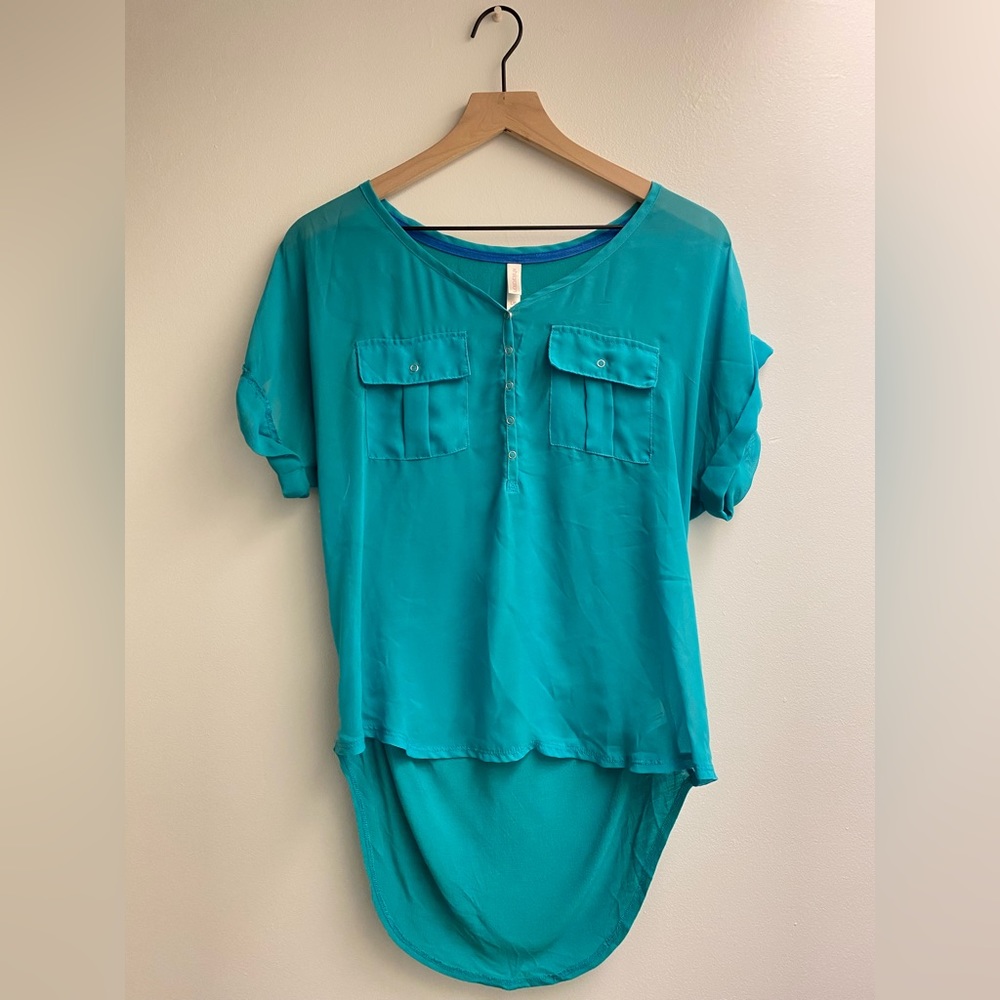 ⚡️3/$20⚡️ Xhilaration | Teal Draped Pocket Blouse